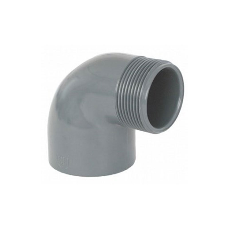 Kolano PCV-U 90° klejone wewnętrznie -gwint zewnętrzny 50mm 1 1/2''