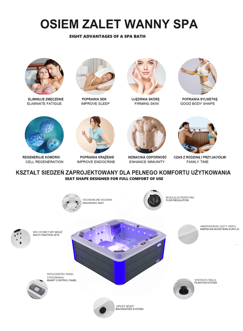 Wanna jacuzzi TEBAS LuxSpa KAMSIA 6osobowa jacuzzi ogrodowe - obrazek 13